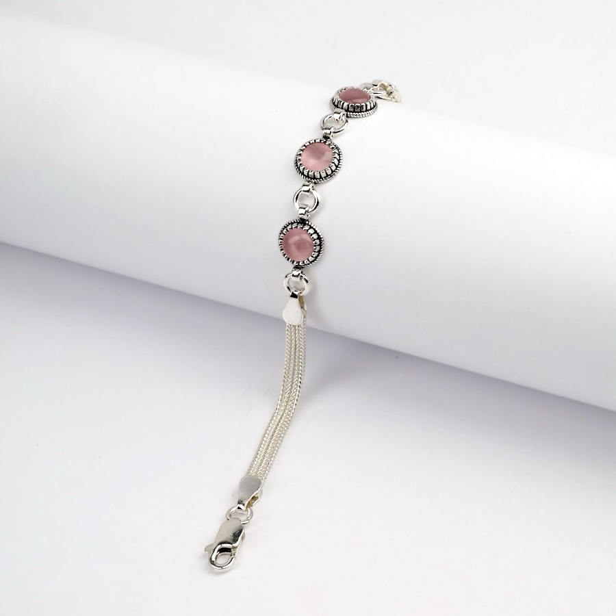 925 Sterling Silver Turquoise Stone Mesh Bracelet