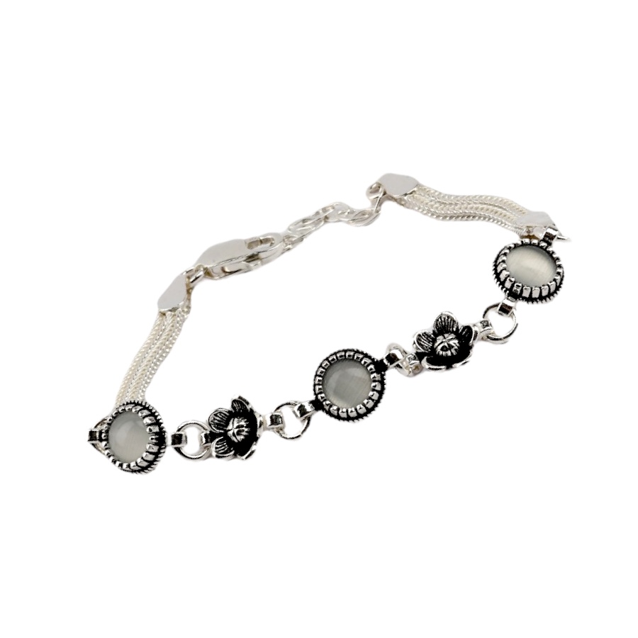 925 Sterling Silver Turquoise Stone Mesh Bracelet