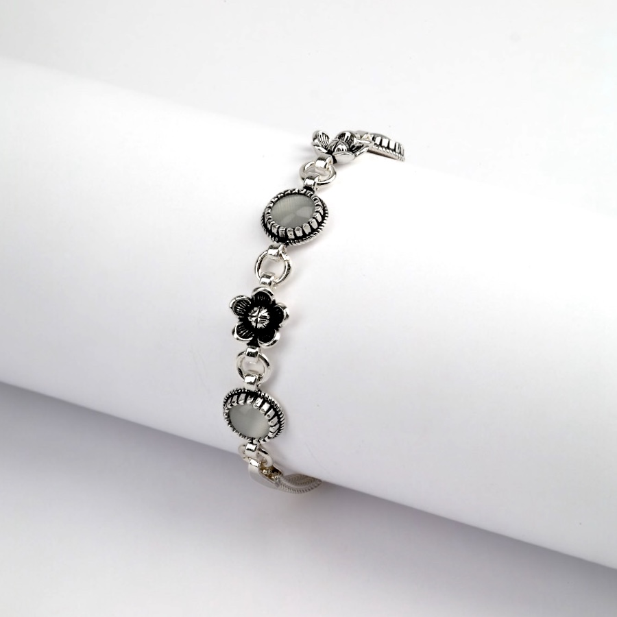 925 Sterling Silver Turquoise Stone Mesh Bracelet