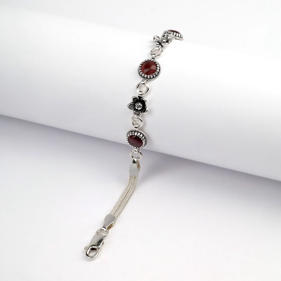 925 Sterling Silver Turquoise Stone Mesh Bracelet