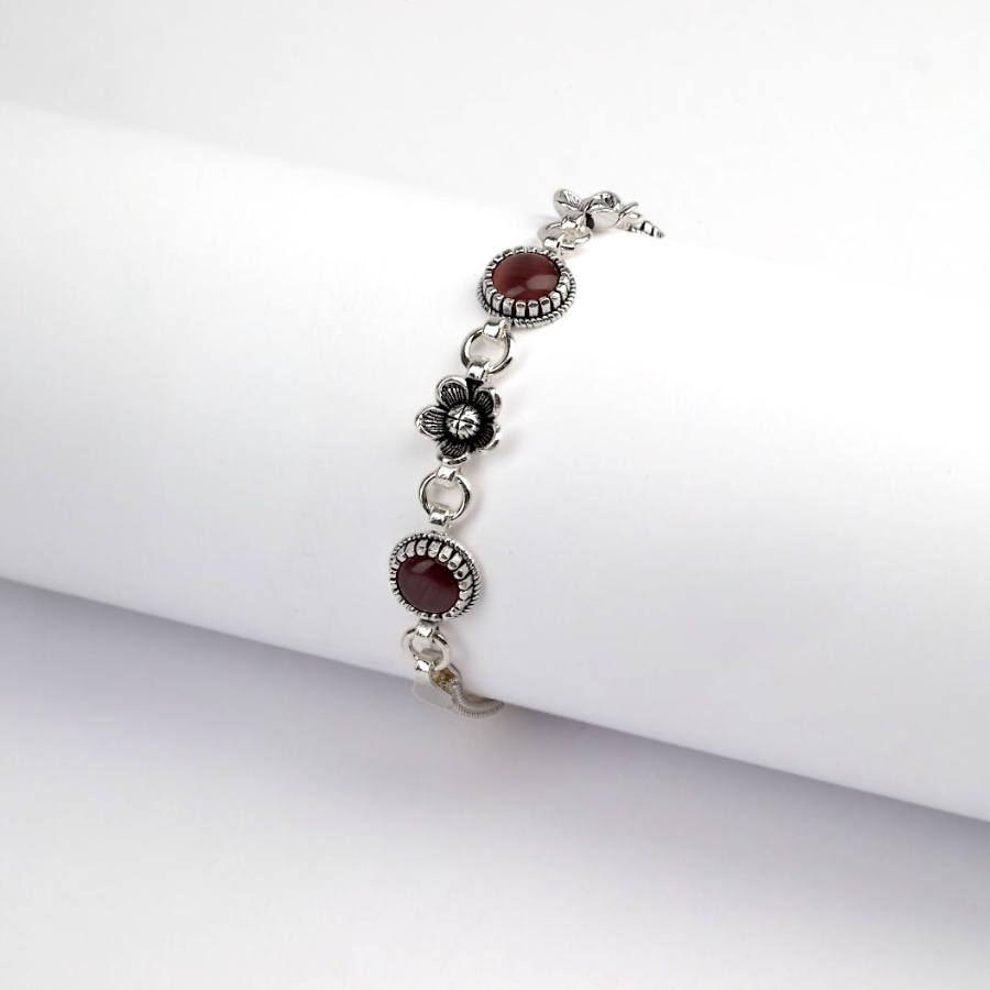 925 Sterling Silver Turquoise Stone Mesh Bracelet