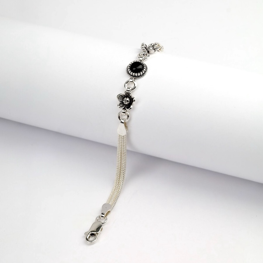 925 Sterling Silver Turquoise Stone Mesh Bracelet