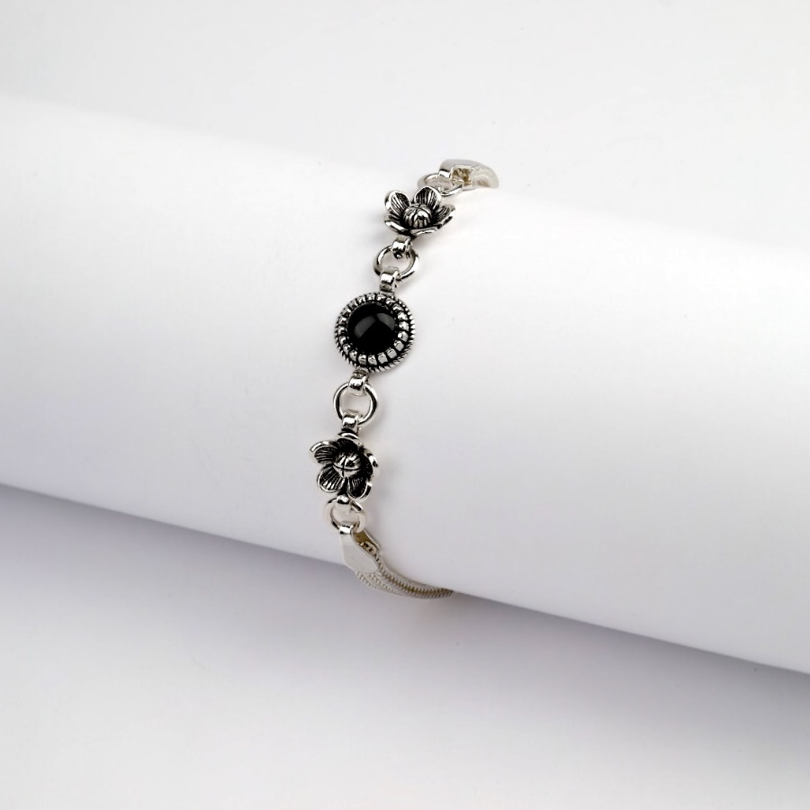 925 Sterling Silver Turquoise Stone Mesh Bracelet