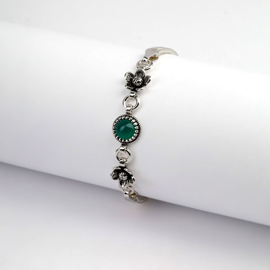 925 Sterling Silver Turquoise Stone Mesh Bracelet