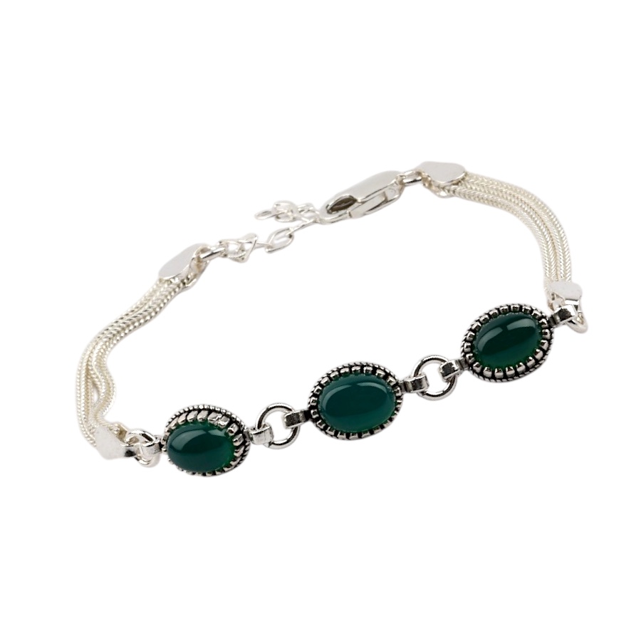 925 Sterling Silver Turquoise Stone Mesh Bracelet