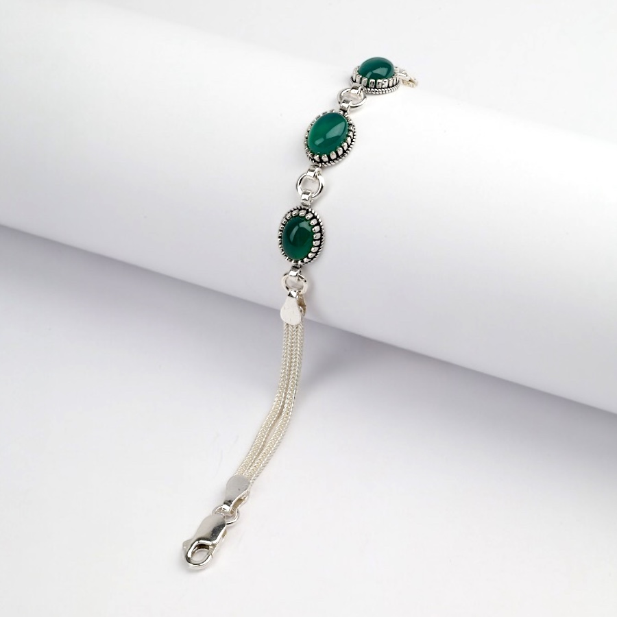 925 Sterling Silver Turquoise Stone Mesh Bracelet
