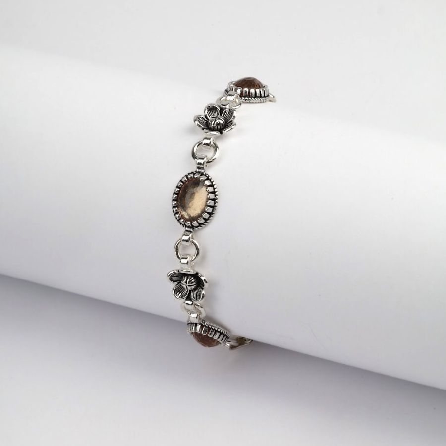 925 Sterling Silver Turquoise Stone Mesh Bracelet