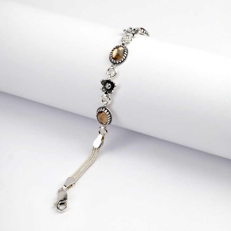 925 Sterling Silver Turquoise Stone Mesh Bracelet