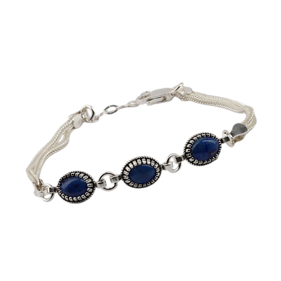 925 Sterling Silver Turquoise Stone Mesh Bracelet