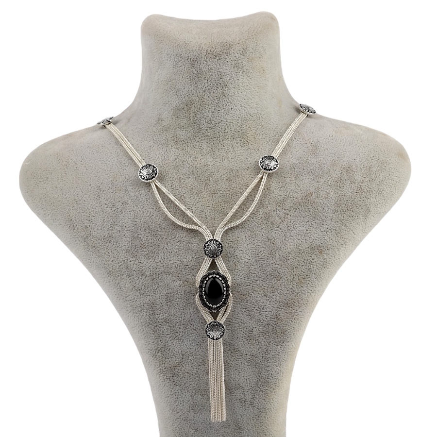 925 K Silver Oltu Stone-set Mardin Mesh Necklace