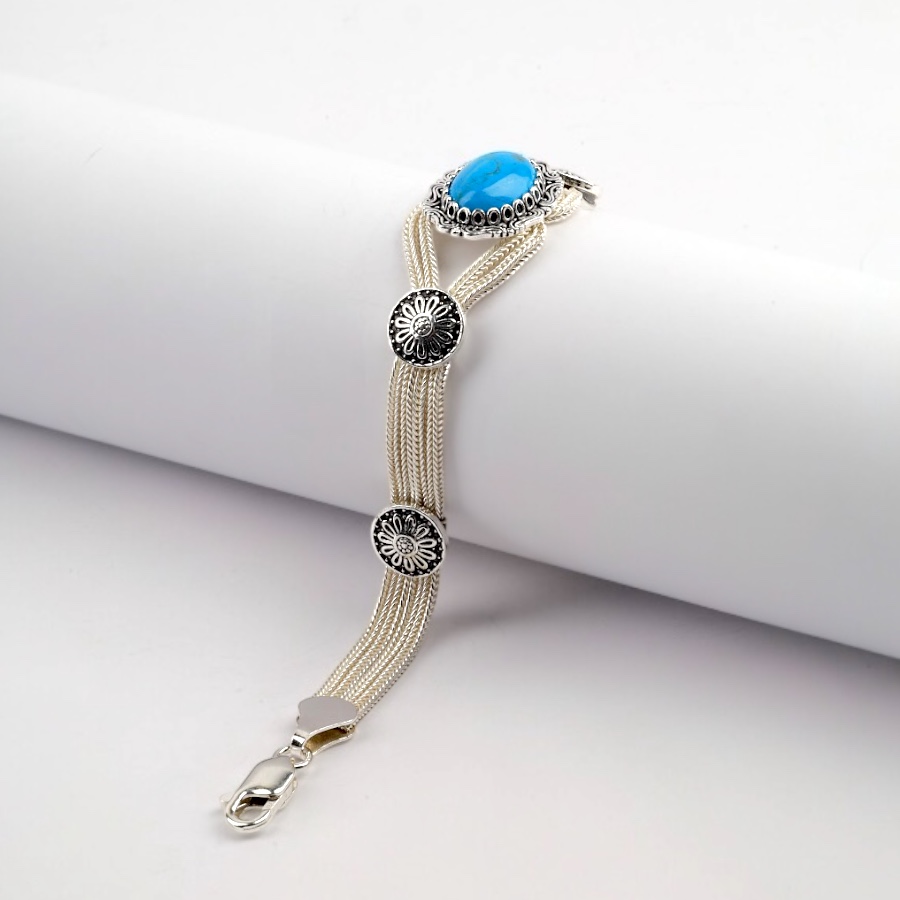 925 Sterling Silver Onyx Mardin Straw Bracelet