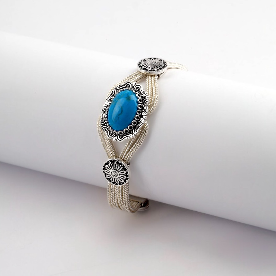925 Sterling Silver Onyx Mardin Straw Bracelet