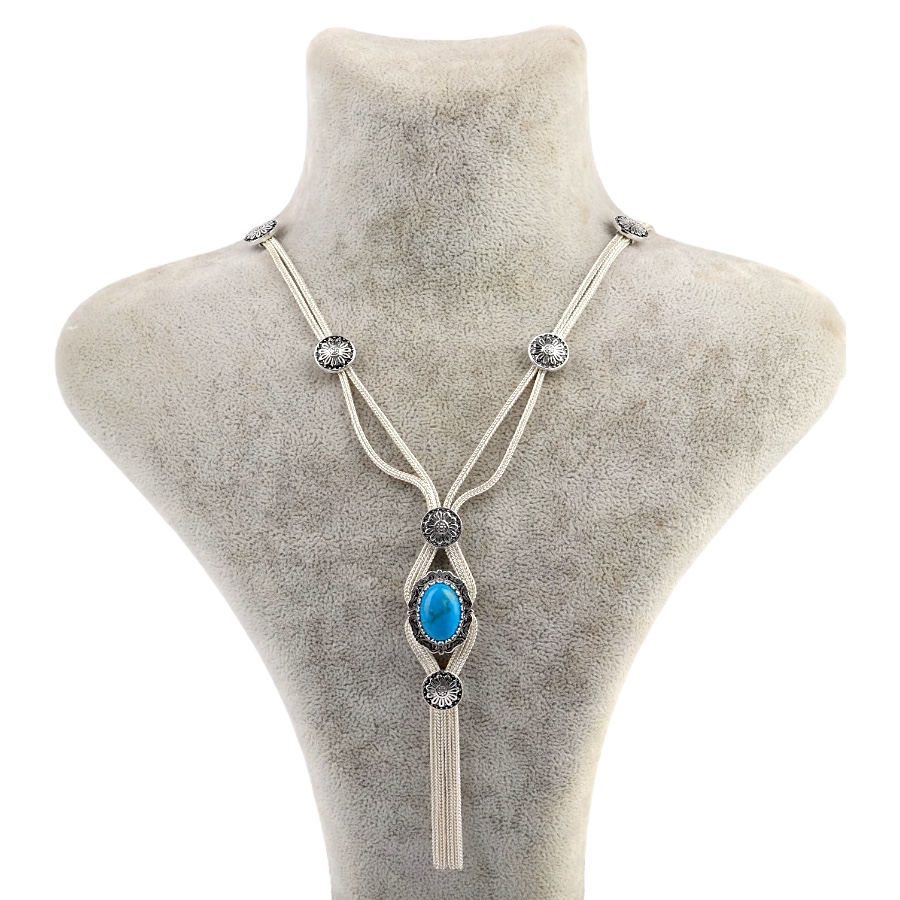 925 K Silver Turquoise Stone-set Mardin Mesh Necklace