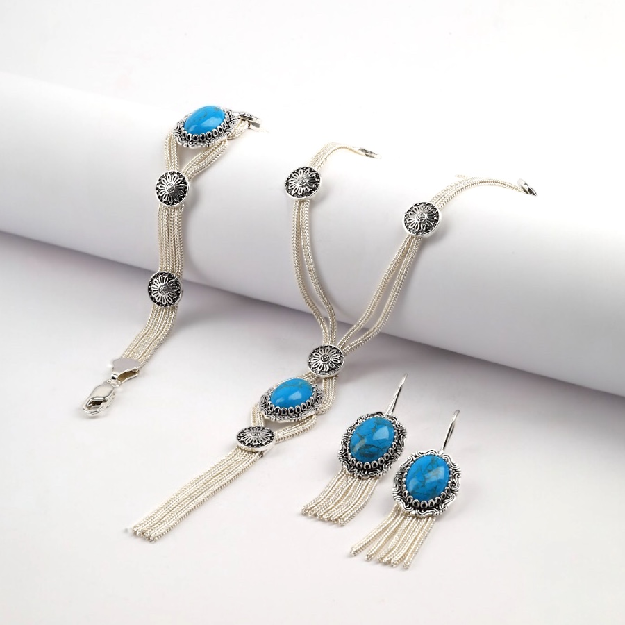 925 Carat Motif Mardin Wicker Silver Set
