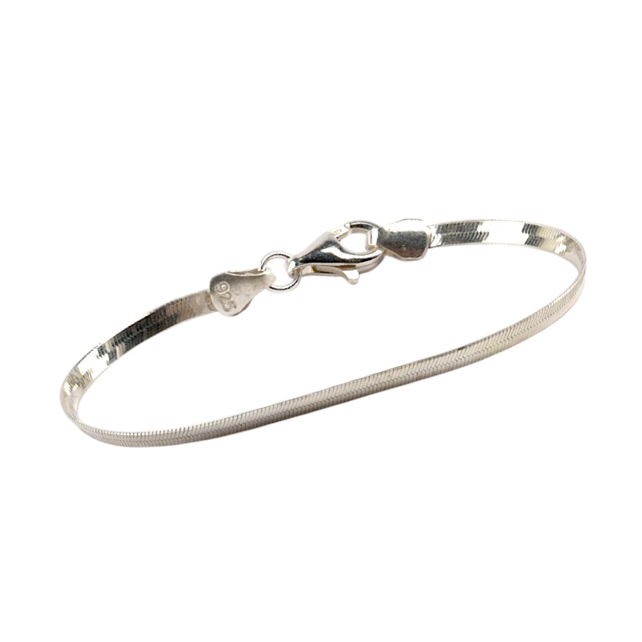 925 Sterling Flat Italian Silver Chain Bracelet