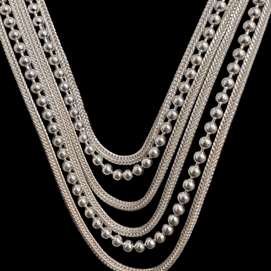 Dorica Flow Model Mardin Straw Silver Womens Necklace