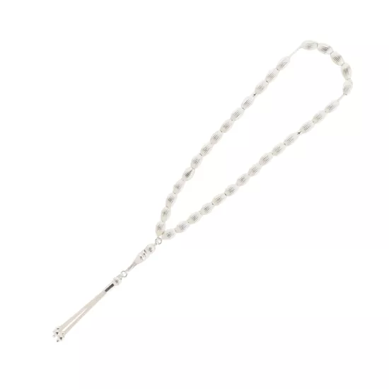 925 Ayar Gümüş Kalem İşlemeli Damla Model Tesbih