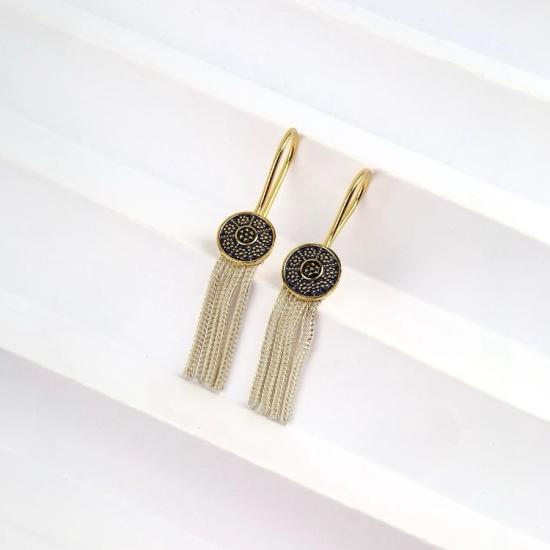 925 Carat Flower Motif Mardin Straw Earrings