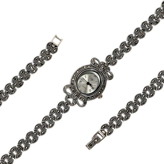 925 Sterling Silver Watch with Marcasite Stone