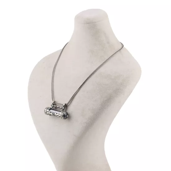 925 Ayar Silindir İşlemeli Cevşen Gümüş Kolye