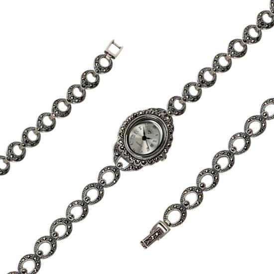 925 Sterling Silver Watch with Marcasite Stone