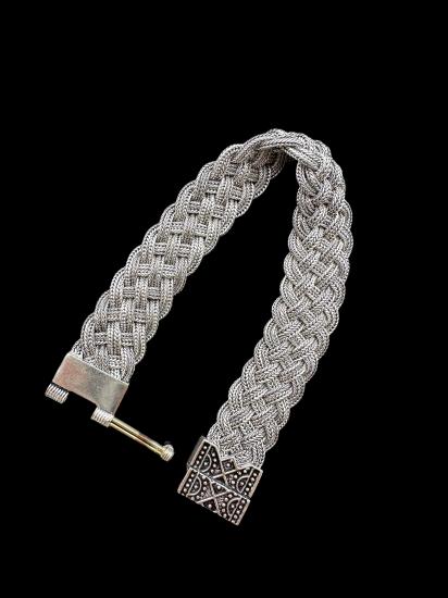 Mardin Wicker Eye Lock Unisex Silver Bracelet