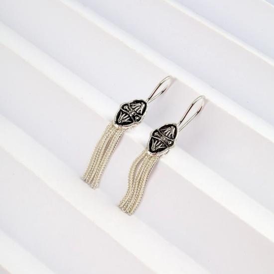925 Carat Flower Motif Mardin Straw Earrings