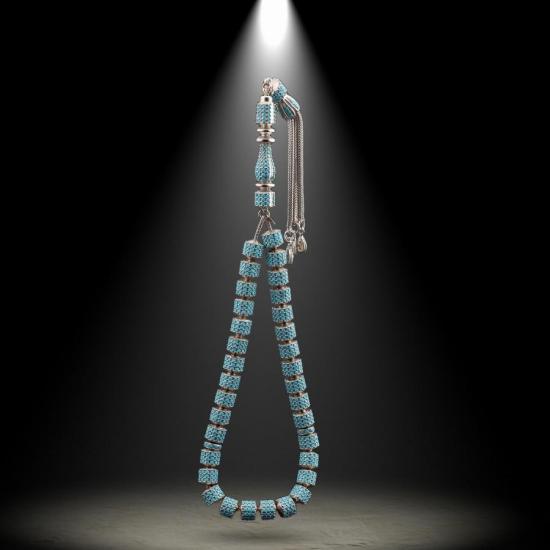 925 Sterling Silver Rosary with Turquoise Stone