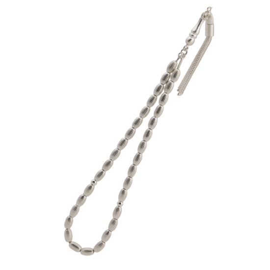 Arpa Kesim Silver Renk 925 Ayar Gümüş Tesbih