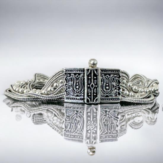 Mardin Wicker Dorica 7 row Silver Bracelet