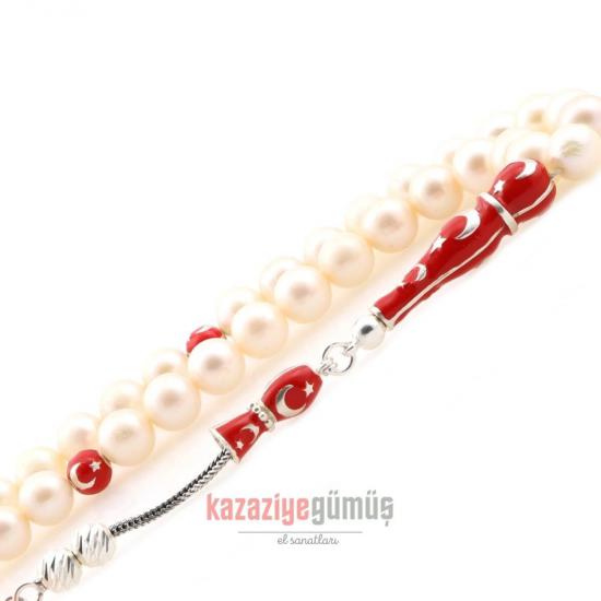 Moon Star Natural Pearl Silver Rosary