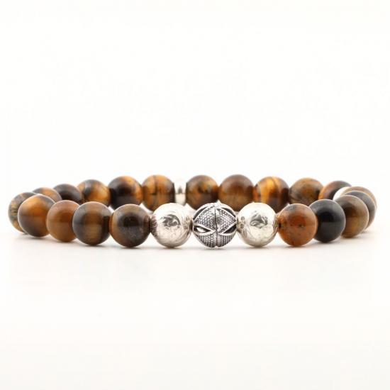 Tiger Eye Bracelet,Natural Stone Silver Bracelet