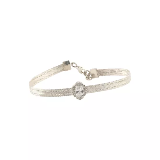 3 Row Baguette Trabzon Wicker Silver Bracelet