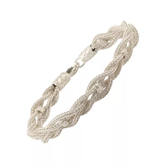 1000 Ayar Kazaziye Toplu Örgü Beyaz Gümüş Bileklik