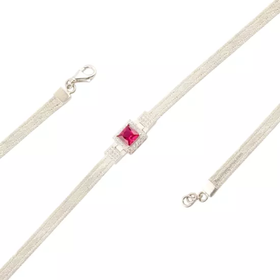 3 Rows of Red Baguette Stone Trabzon Wicker Bracelet