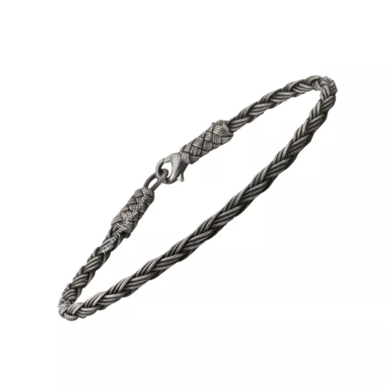 1000 Ayar Üçlü Örgü Oksitli Kazaziye Bileklik