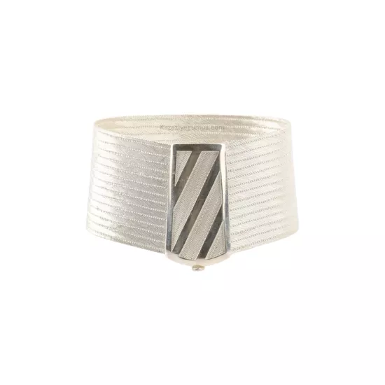 15 Rows of Striped Trabzon Wicker Silver Bracelet