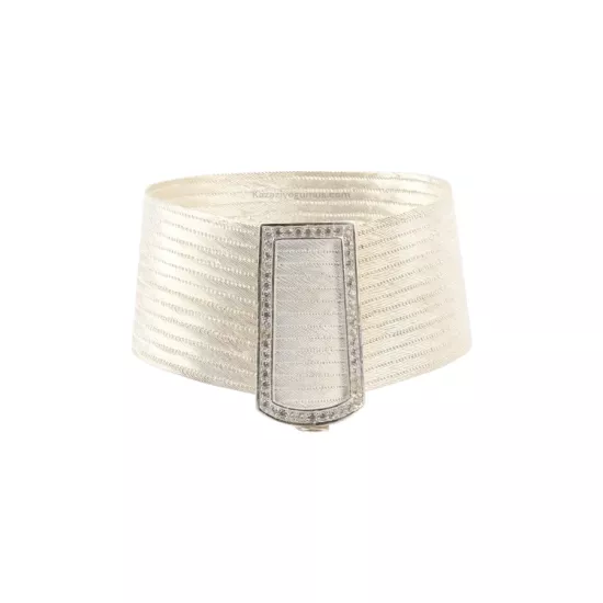 13 Row Stone Model Trabzon Wicker Silver Bracelet