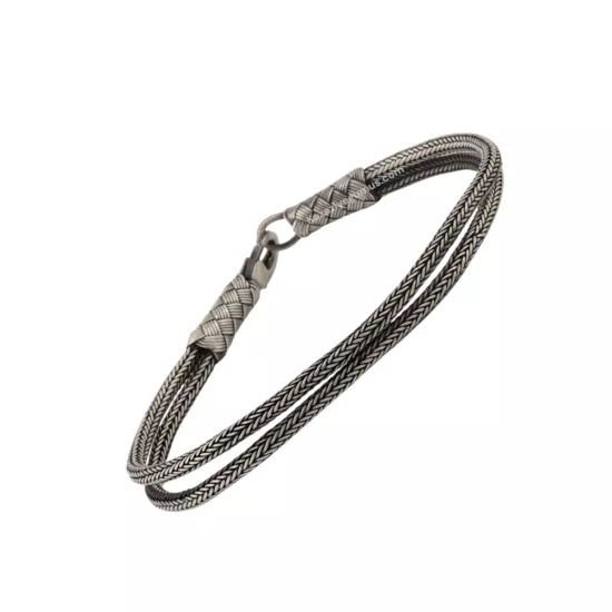 1000 Ayar Kazaziye Gümüşü Oksitli Halat Bileklik