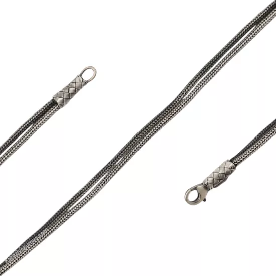 1000 Ayar Kazaziye Gümüşü Oksitli Halat Bileklik