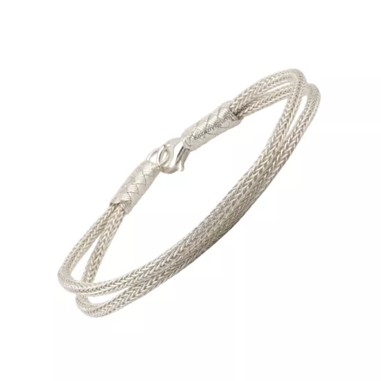 1000 Ayar Kazaziye Gümüşü Beyaz Halat Bileklik