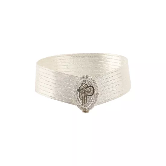 9 Row Tughra Model Trabzon Wicker Silver Bracelet