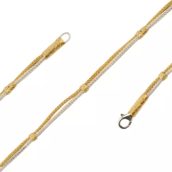 1000 Ayar Altın Kazaziye Bıcırıklı Gümüş Bileklik 