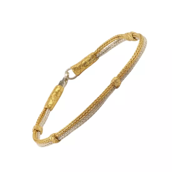 1000 Ayar Altın Kazaziye Bıcırıklı Gümüş Bileklik 