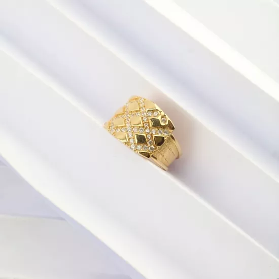 925 Ayar Kare Taşlı Model Trabzon Hasırı Yüzük