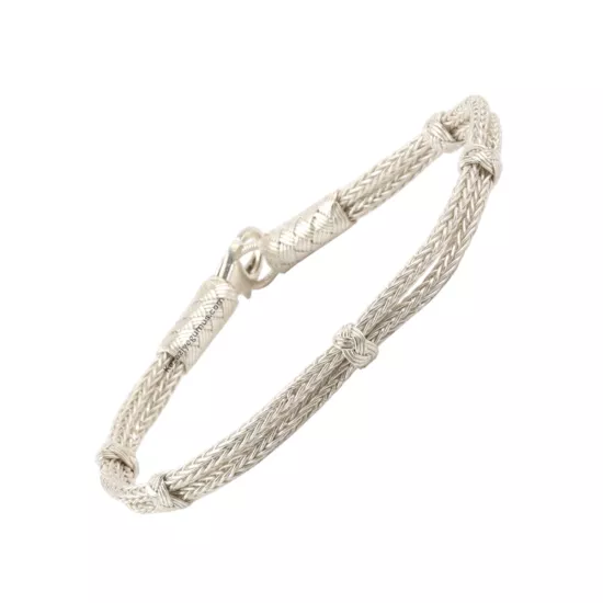 1000 Ayar Beyaz Kazaziye Bıcırıklı Gümüş Bileklik