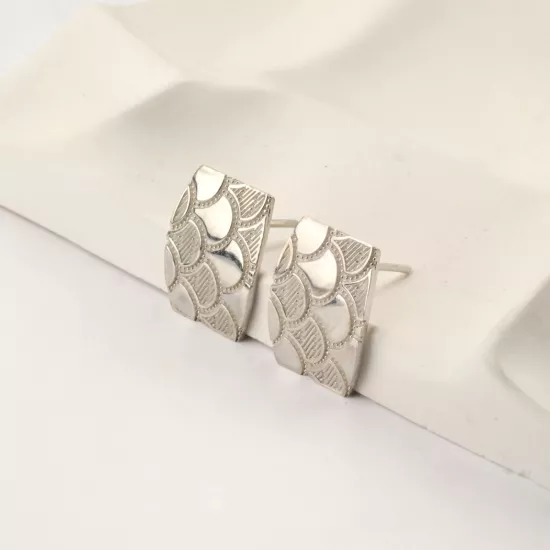 925 Ayar Pul Model Trabzon Hasırı Gümüş Küpe