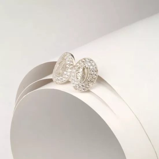 925 Ayar Taşlı Tuğra Model Trabzon Hasırı Küpe