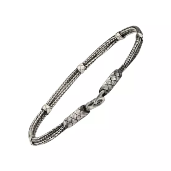 1000 Ayar Oksitli Kazaziye Bıcırıklı Gümüş Bileklik