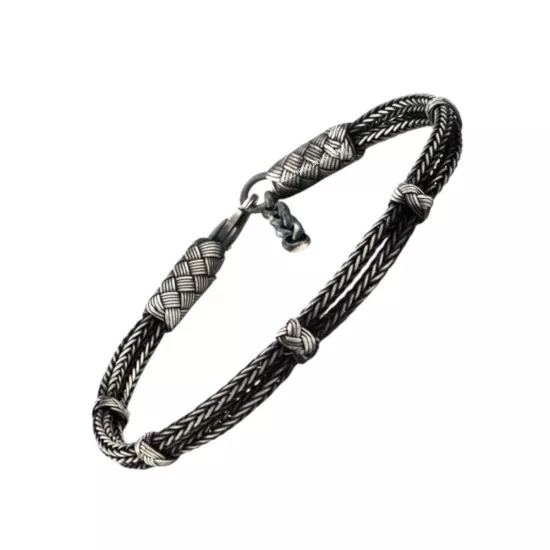 1000 Ayar Oksitli Kazaziye Bıcırıklı Gümüş Bileklik